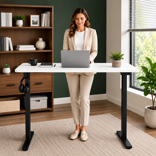 Birou Electric Reglabil pe Înălțime 72-118 cm, 120x60 cm,  Alb - MAXY