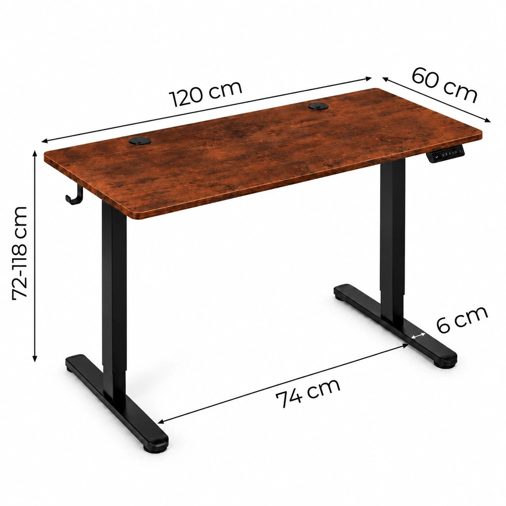 Birou Electric Reglabil pe Înălțime  72-118 cm, 120x60 cm, Stejar Antic