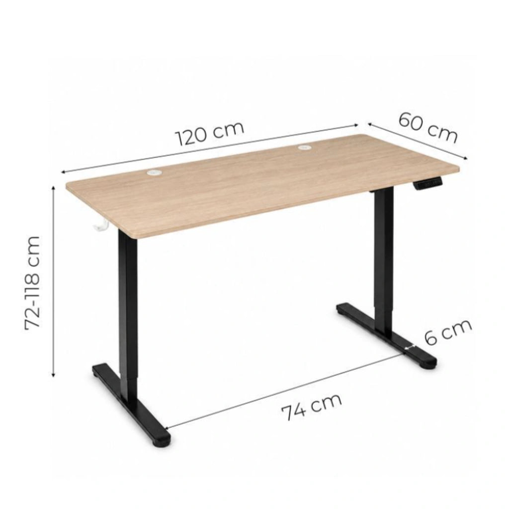 Birou Electric Reglabil pe Înălțime 72-118 cm, 120x60 cm, Stejar Deschis - MAXY
