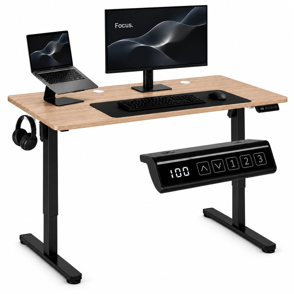 Birou Electric Reglabil pe Înălțime 72-118 cm, 120x60 cm, Stejar Deschis - MAXY