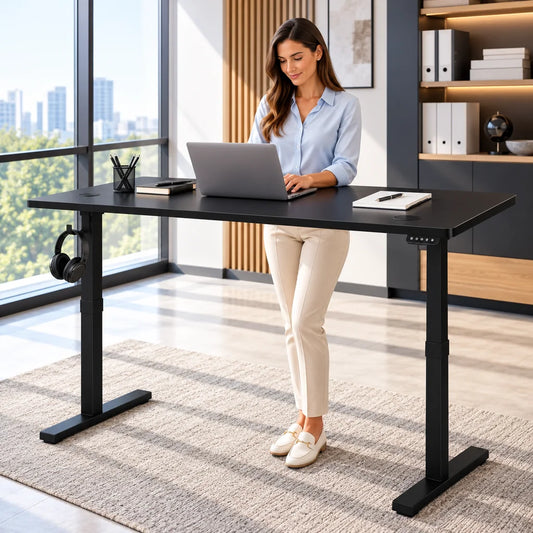 Birou Electric Reglabil pe Înălțime 72-118 cm, 140x60 cm, Negru - MAXY