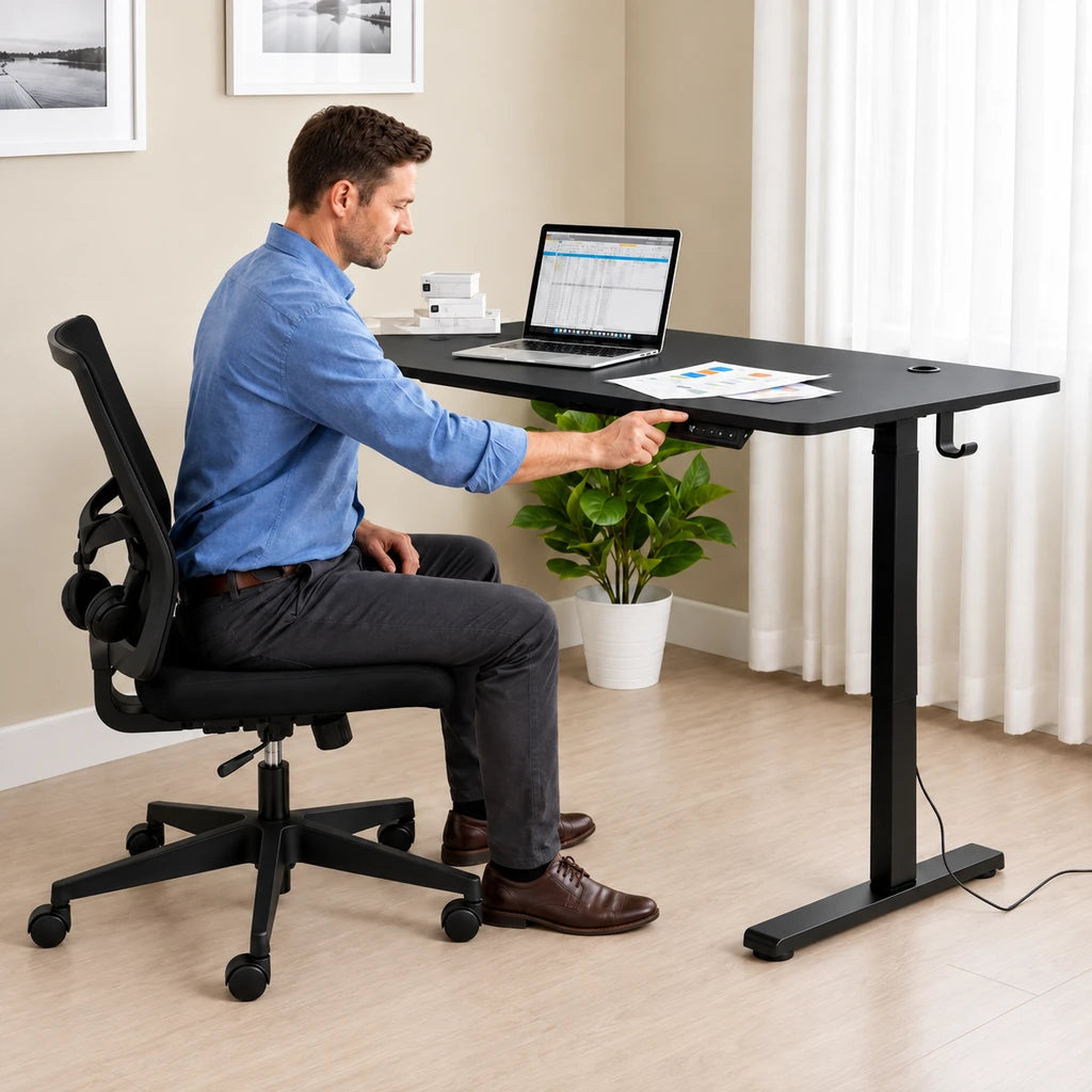 Birou Electric Reglabil pe Înălțime 72 și 118 cm, 120x60 cm, Negru