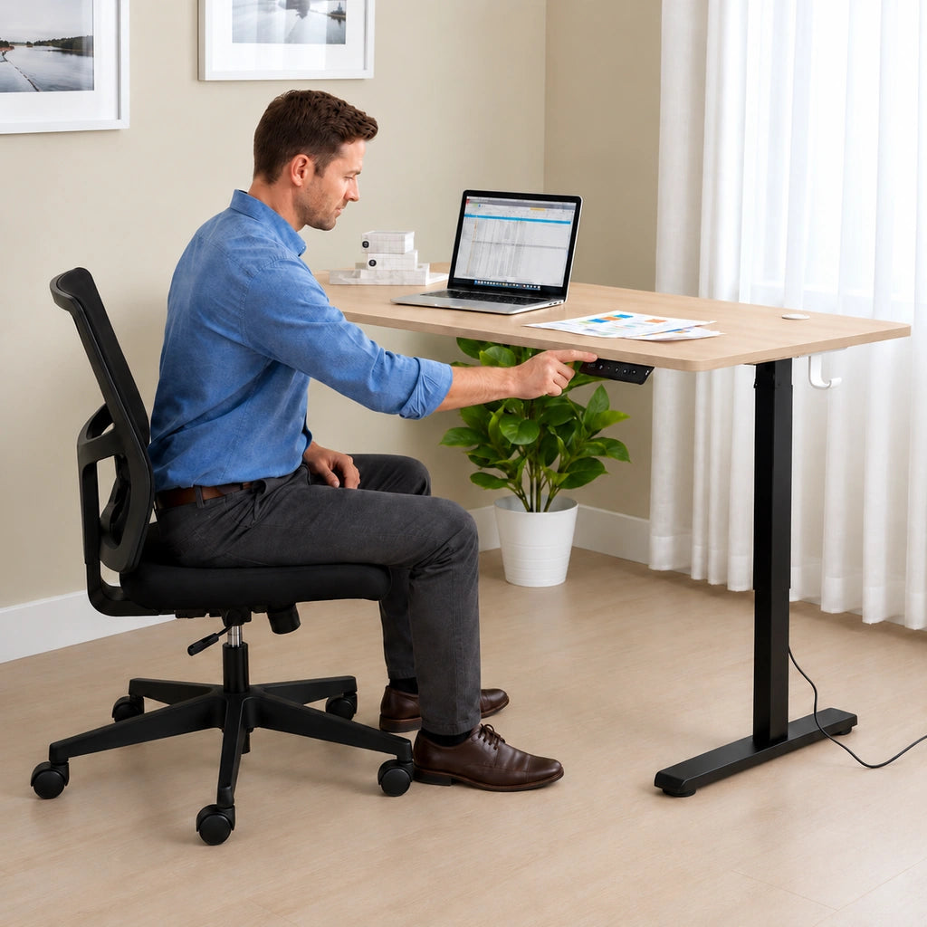 Birou Electric Reglabil pe Înălțime 72-118 cm, 120x60 cm, Stejar Deschis - MAXY