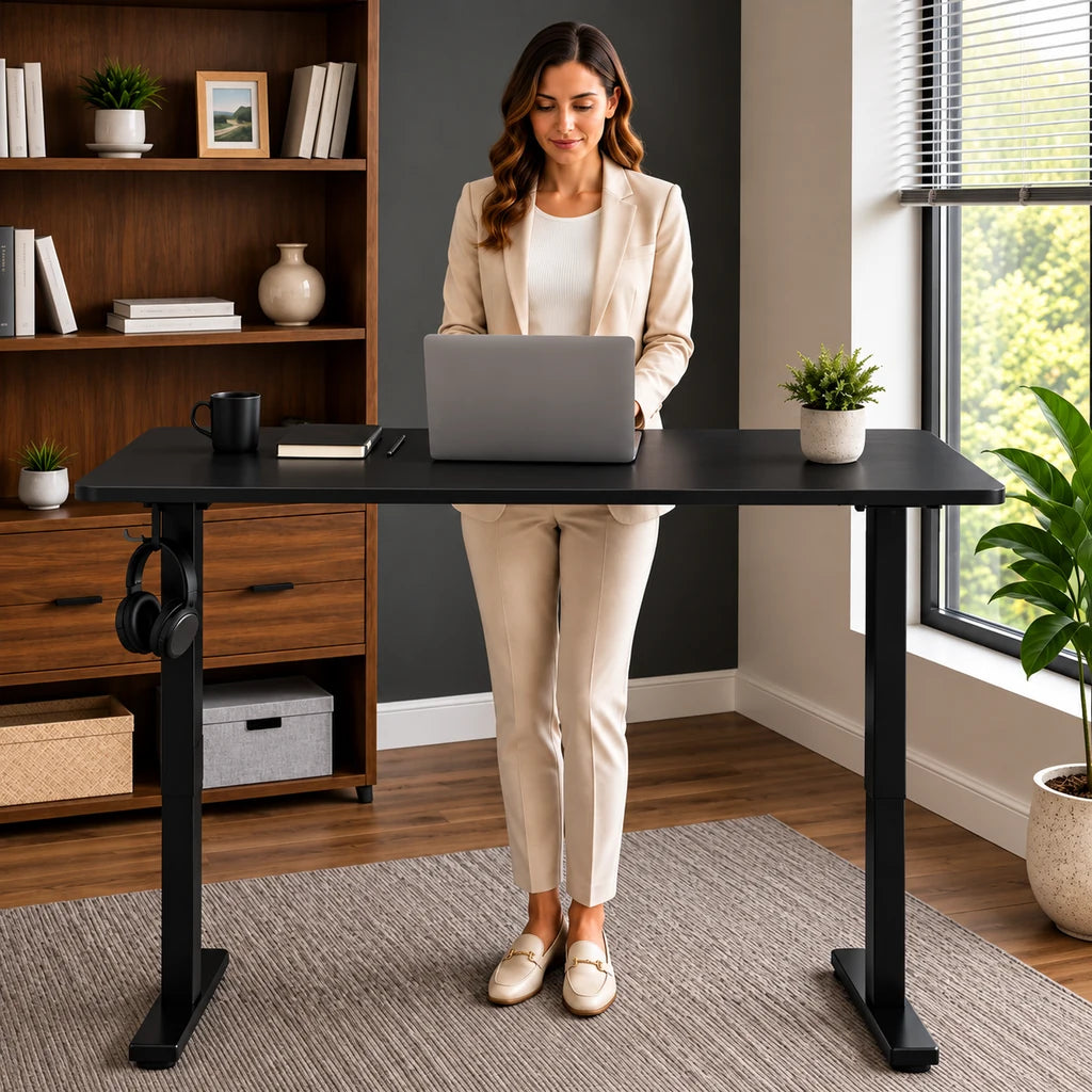 Birou Electric Reglabil pe Înălțime 72 și 118 cm, 120x60 cm, Negru