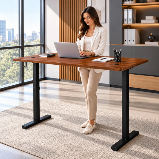 Birou Electric Reglabil pe Înălțime 72-118 cm, 140x60 cm, Stejar Închis - MAXY