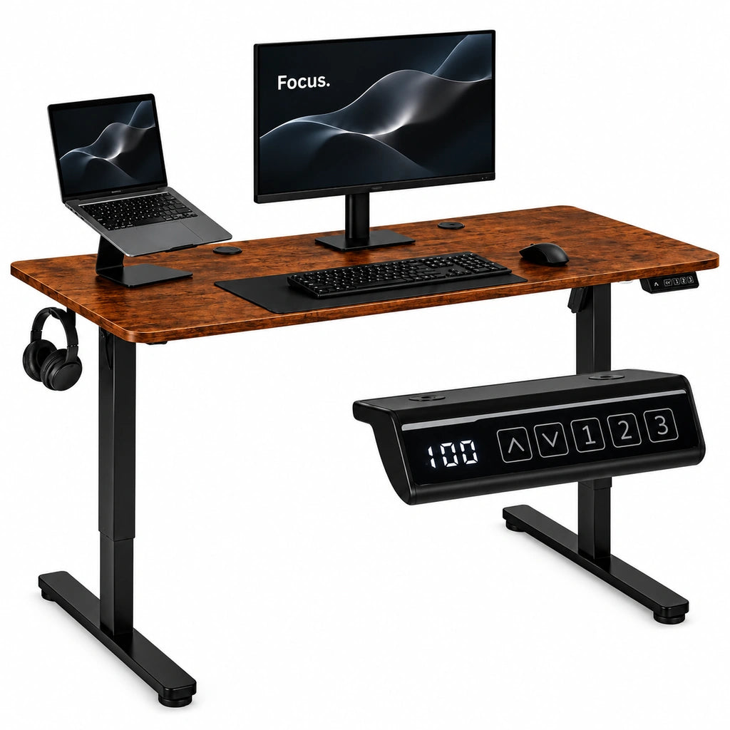 Birou Electric Reglabil pe Înălțime  72-118 cm, 120x60 cm, Stejar Antic