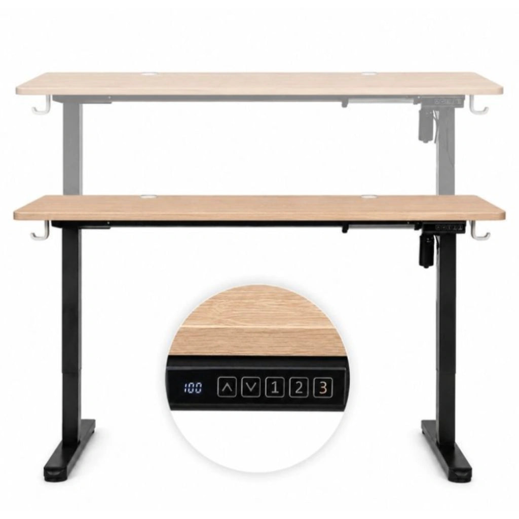 Birou Electric Reglabil pe Înălțime 72-118 cm, 140x60 cm, Stejar Deschis