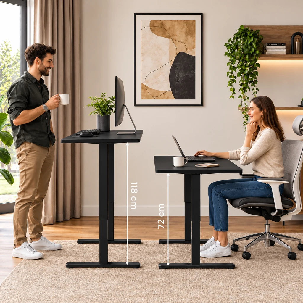 Birou Electric Reglabil pe Înălțime 72-118 cm, 140x60 cm, Negru