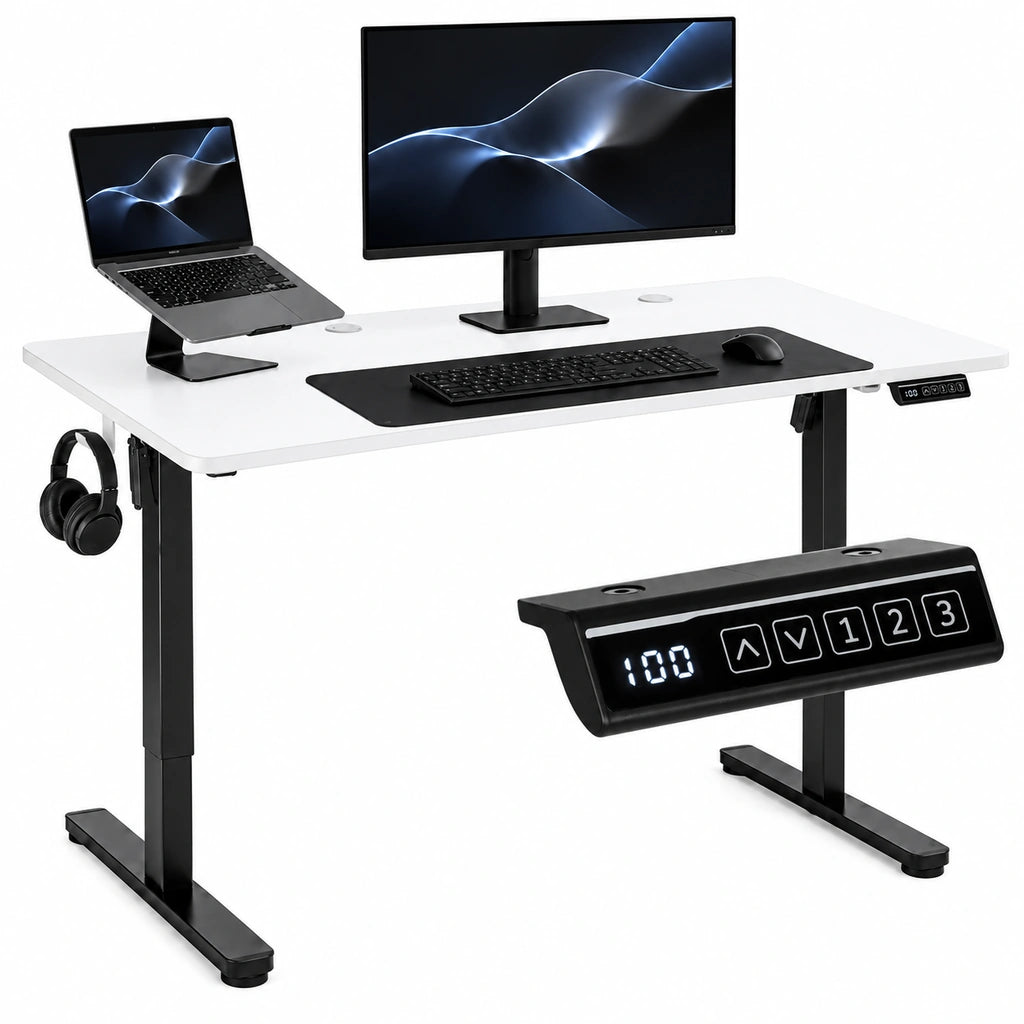 Birou Electric Reglabil pe Înălțime 72-118 cm, 120x60 cm,  Alb