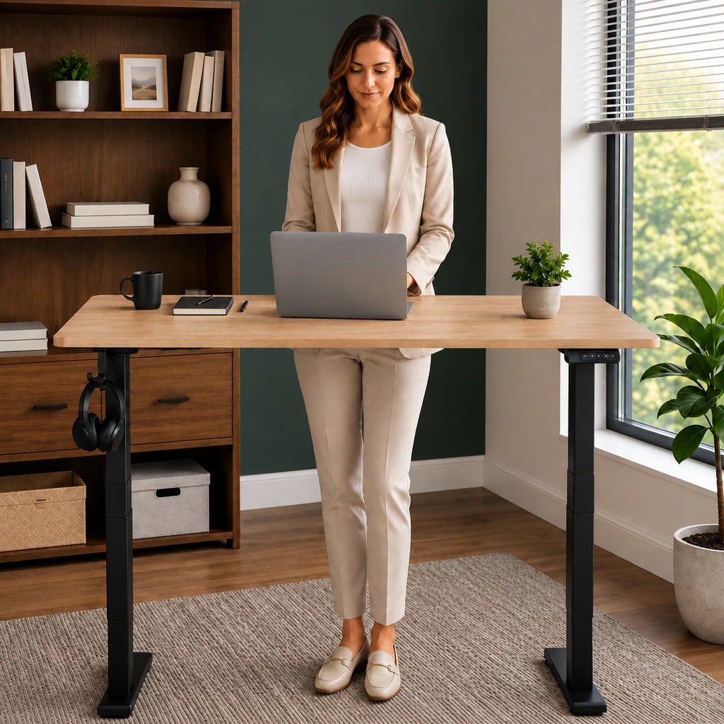 Birou Electric Reglabil pe Înălțime 72-118 cm, 120x60 cm, Stejar Deschis - MAXY
