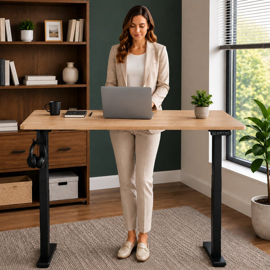 Birou Electric Reglabil pe Înălțime 72-118 cm, 120x60 cm, Stejar Deschis - MAXY