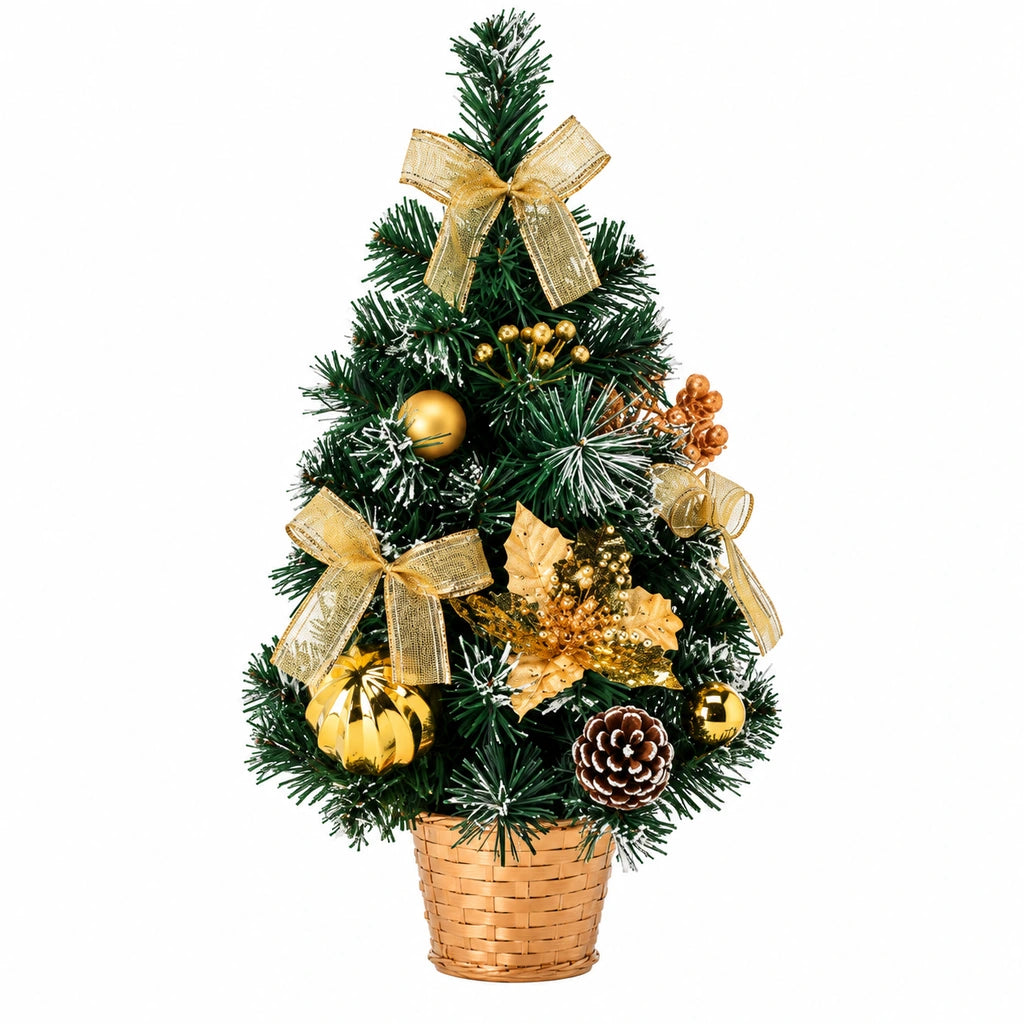 Brăduț de Crăciun cu Decorațiuni Aurii și Conuri, Înălțime 40 cm - MAXY
