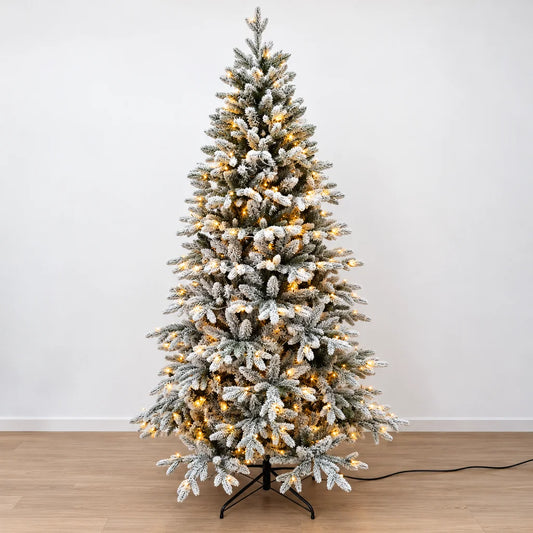 Brad Artificial de Crăciun, Aspect Nins cu LED-uri, 210 cm - MAXY