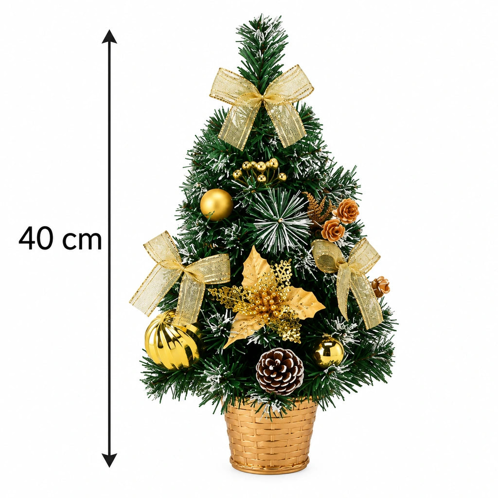 Brăduț de Crăciun cu Decorațiuni Aurii și Conuri, Înălțime 40 cm - MAXY