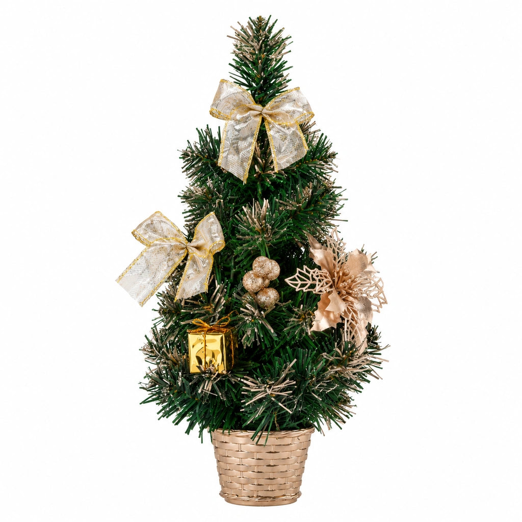 Brăduț de Crăciun Artificial cu Decorațiuni Șampanie, Înălțime 50 cm - MAXY