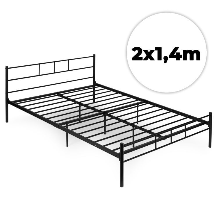 Cadru de Pat Metalic 140x200 cm, Negru - MAXY