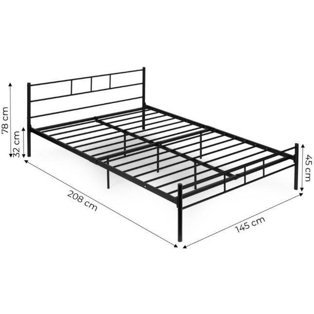 Cadru de Pat Metalic 140x200 cm, Negru - MAXY