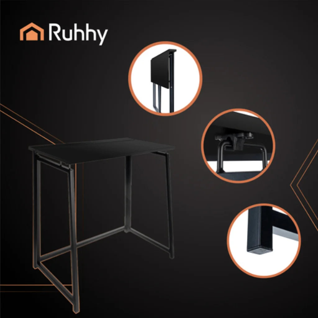 Birou Pliabil din Lemn Negru RUHHY 80x75x40 cm