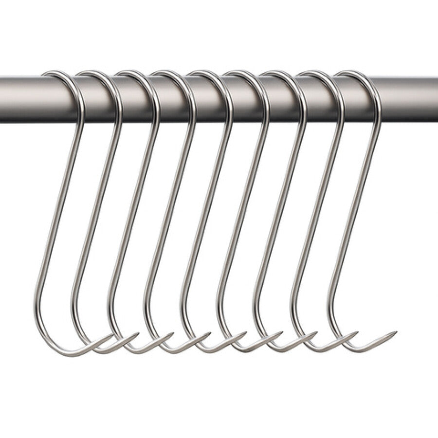 Set 15 Cârlige Pentru Afumat Din Oțel Inoxidabil, Formă S, 0,3 x 4,5 x 15 cm