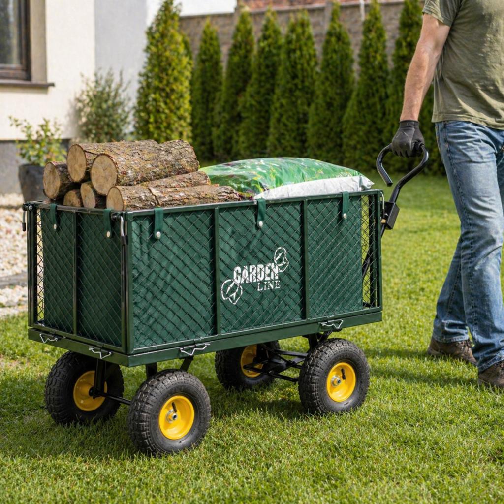 Cărucior Grădină Multifuncțional 300 kg Verde - MAXY