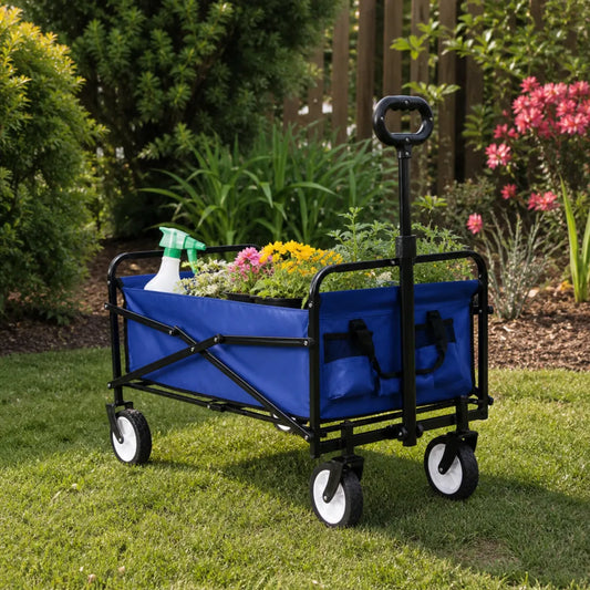Carucior Gradina Pliabil Multifunctional 100 kg Albastru - MAXY