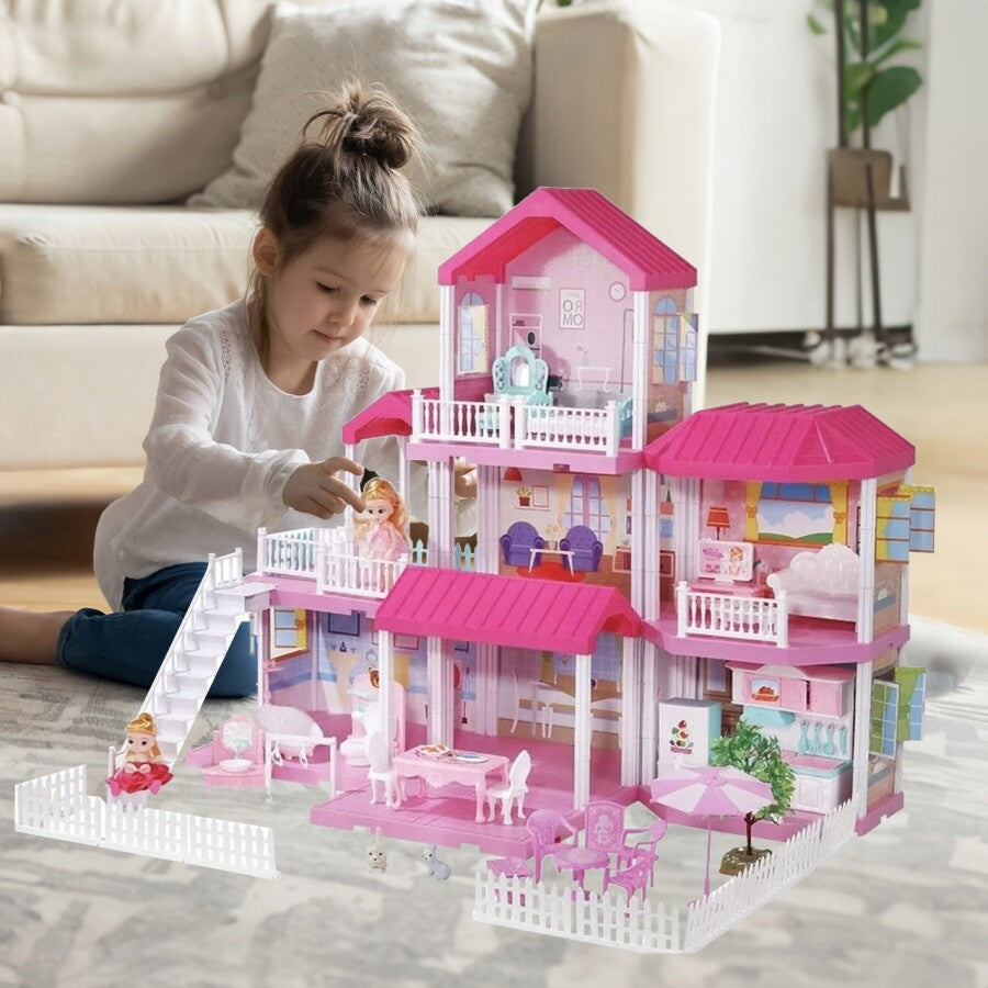 Casa De Papusi XXL Cu 3 Etaje, 6 Camere, 148 Piese, 71 cm - MAXY