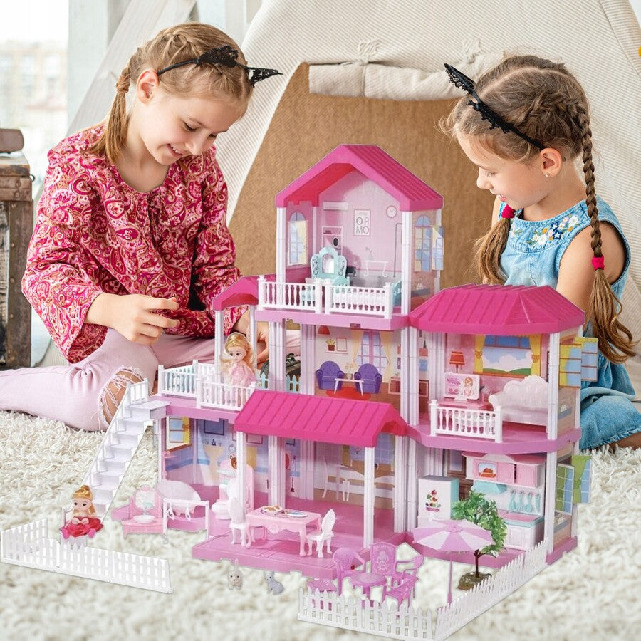 Casa De Papusi XXL Cu 3 Etaje, 6 Camere, 148 Piese, 71 cm - MAXY