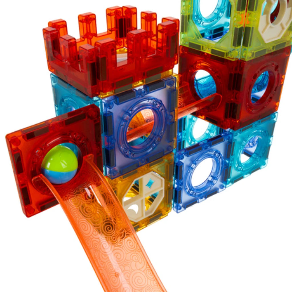 Set De Construcții Magnetice Cu Pistă Pentru Bile 3D, 96 Piese, Multicolor