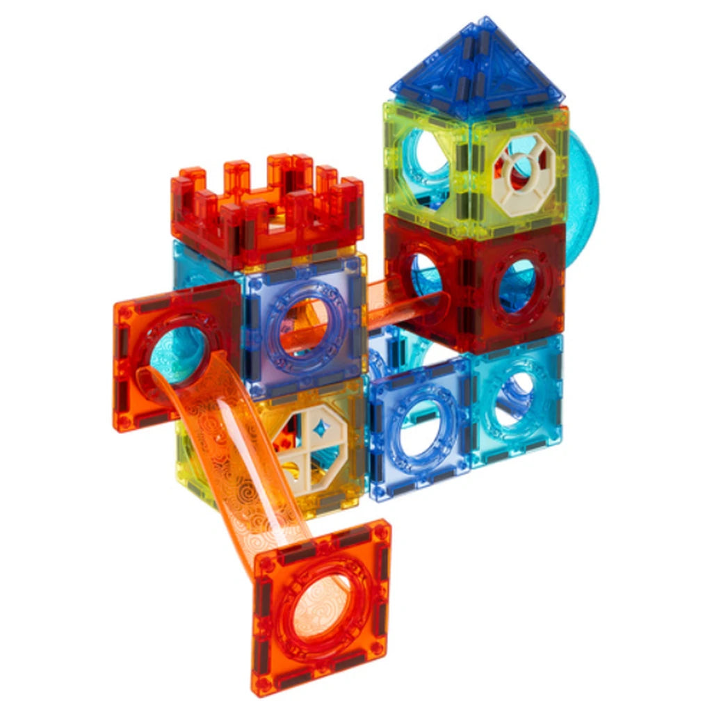 Set De Construcții Magnetice Cu Pistă Pentru Bile 3D, 96 Piese, Multicolor