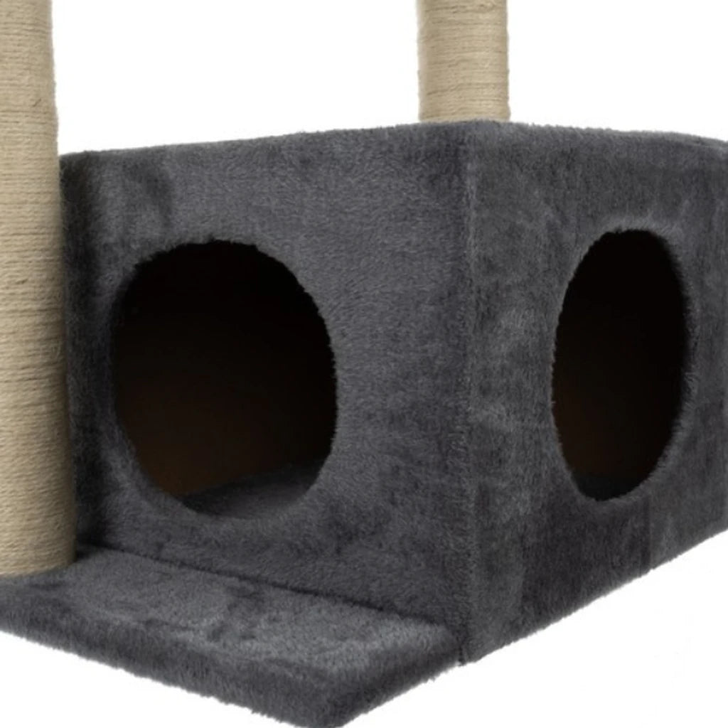 Ansamblu Pentru Pisici, Înălțime 71 cm, 4 Niveluri, Stâlpi Cu Sisal, Căsuță și Pat, Gri