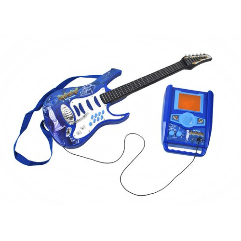 Chitară pentru Copii cu Amplificator și Microfon, Albastră - MAXY