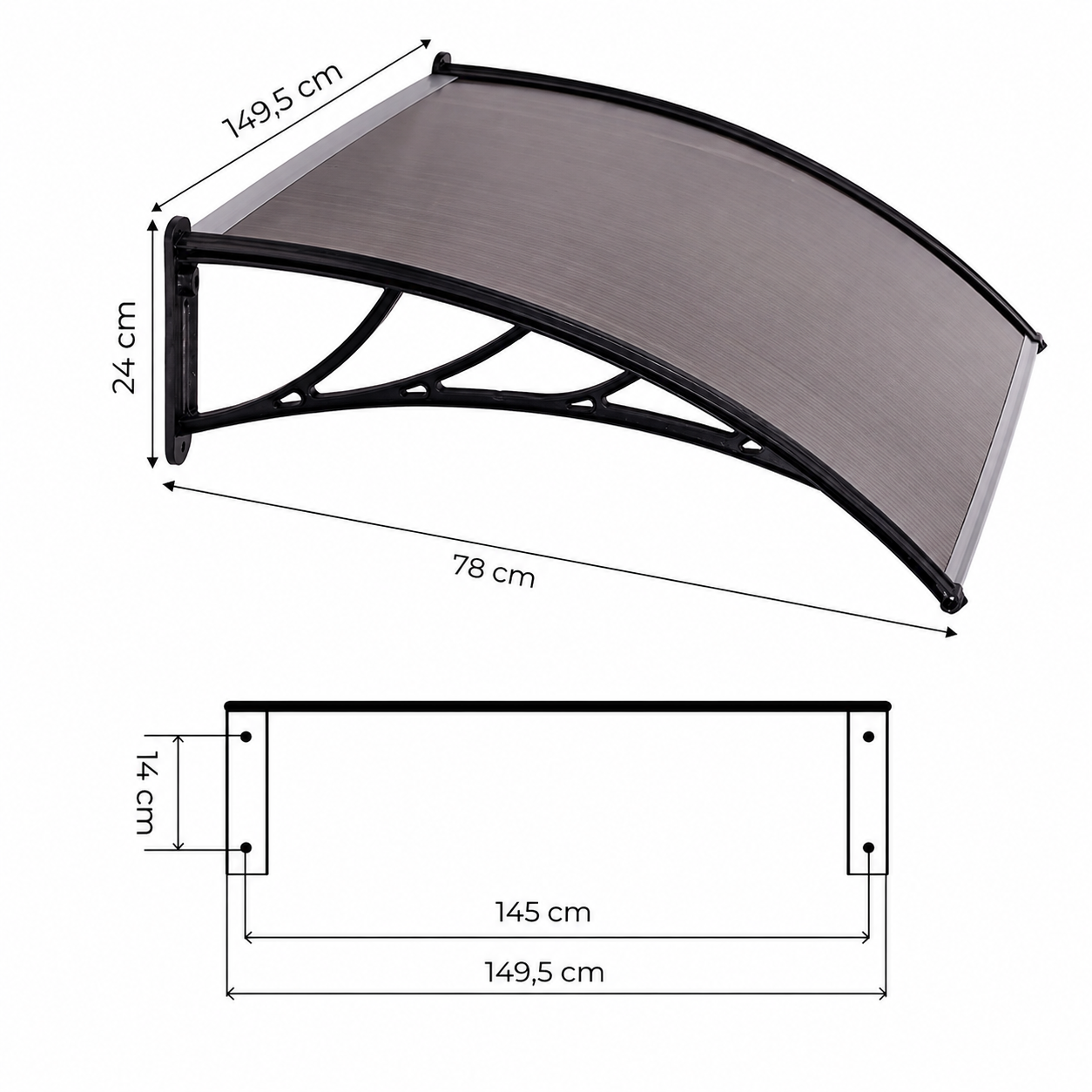 Copertină pentru ușă 150x80 cm maro - MAXY
