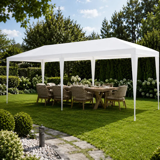 Copertină Pavilion Grădină 3x6 m Impermeabilă Albă - MAXY