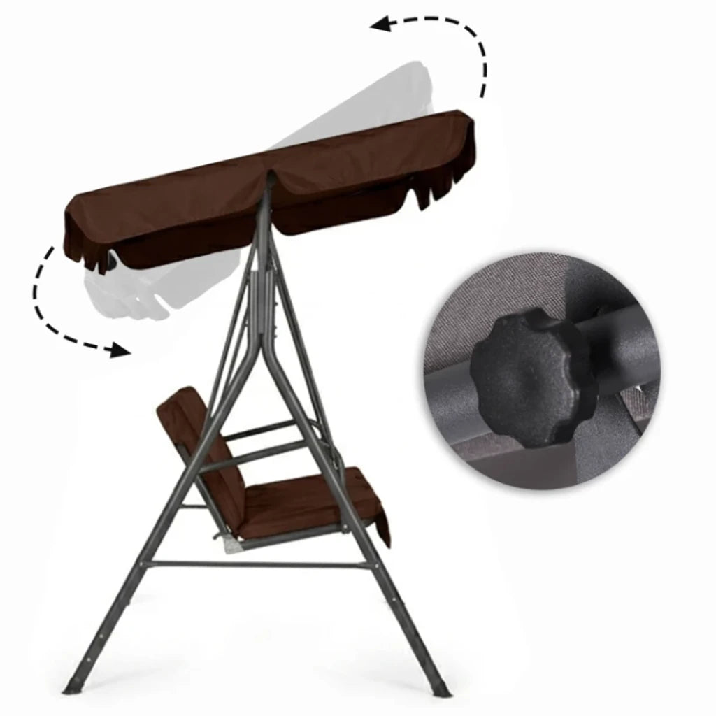 Balansoar de Grădină 3 Locuri cu Copertină Reglabilă, Maro, 172 x 112 x 151 cm - MAXY