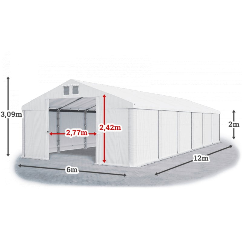 Cort Industrial Tip Hală 6x12 m Alb - MAXY