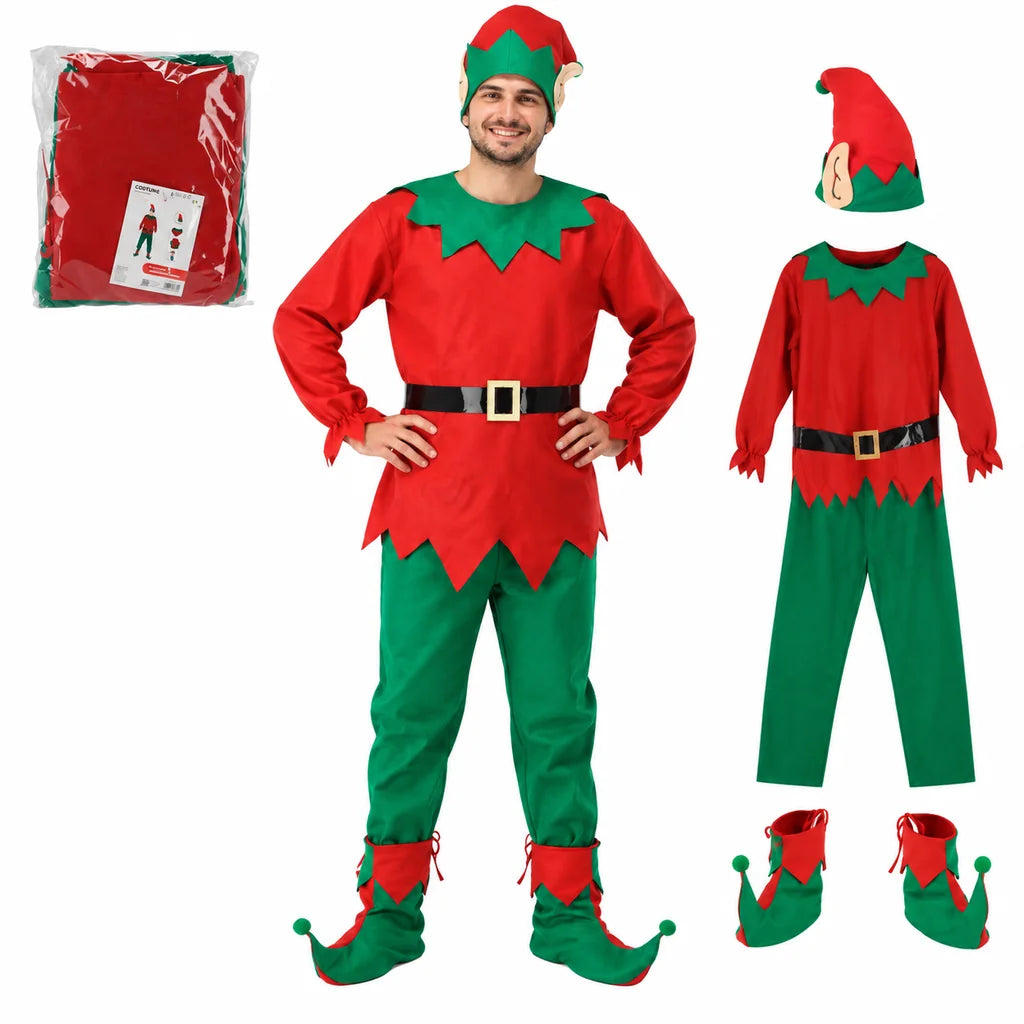 Costum de Elf din 5 Piese, Pălărie, Bluză, Pantaloni, Curea și Pantofi - MAXY