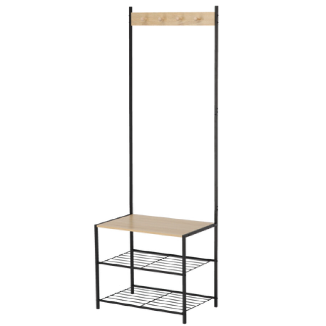 Cuier cu 3 Rafturi pentru Pantofi, Suport pentru Haine și Accesorii, 60x40x175cm - MAXY