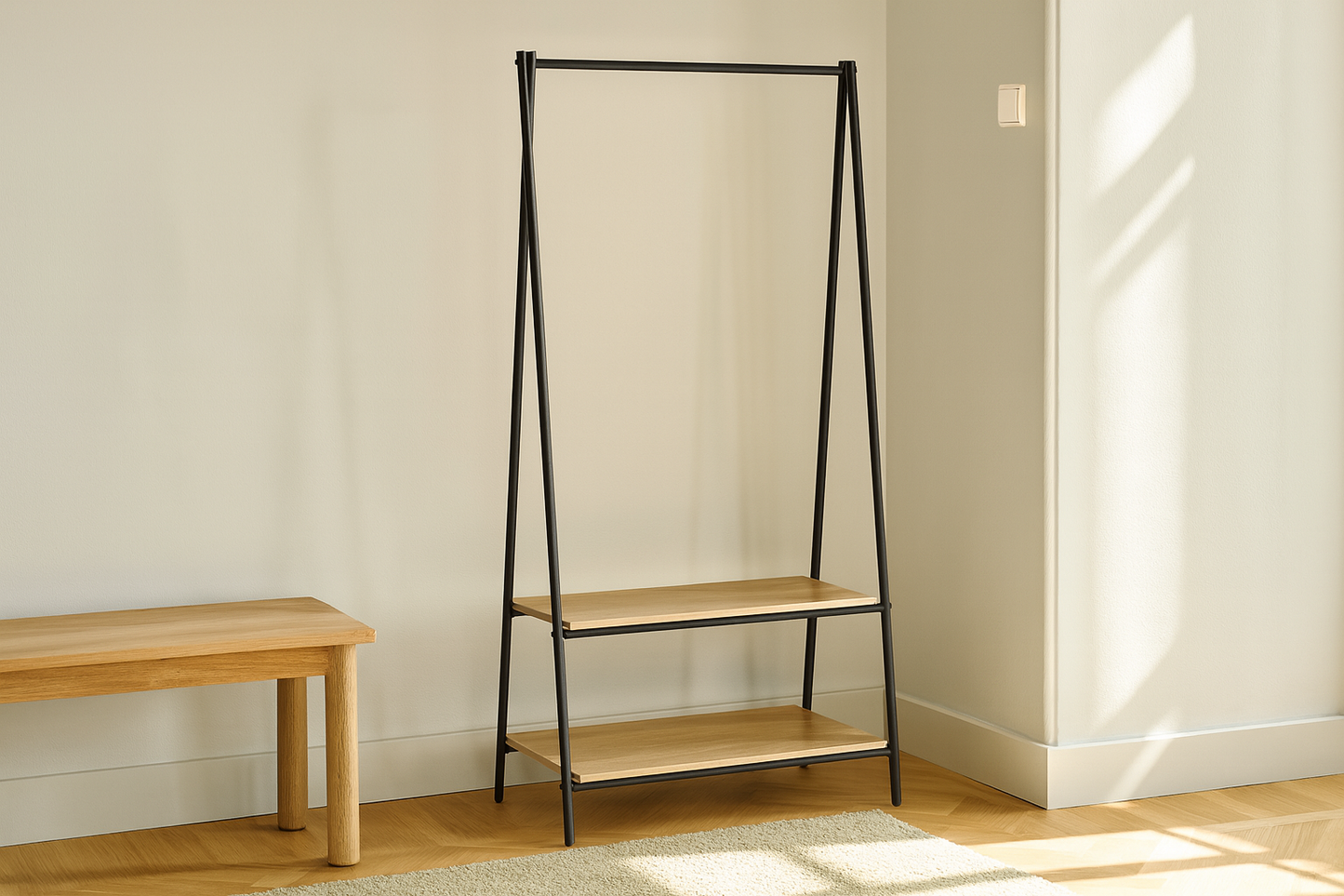 Suport pentru Haine cu 2 Rafturi pentru Încălțăminte, 80x40x160cm