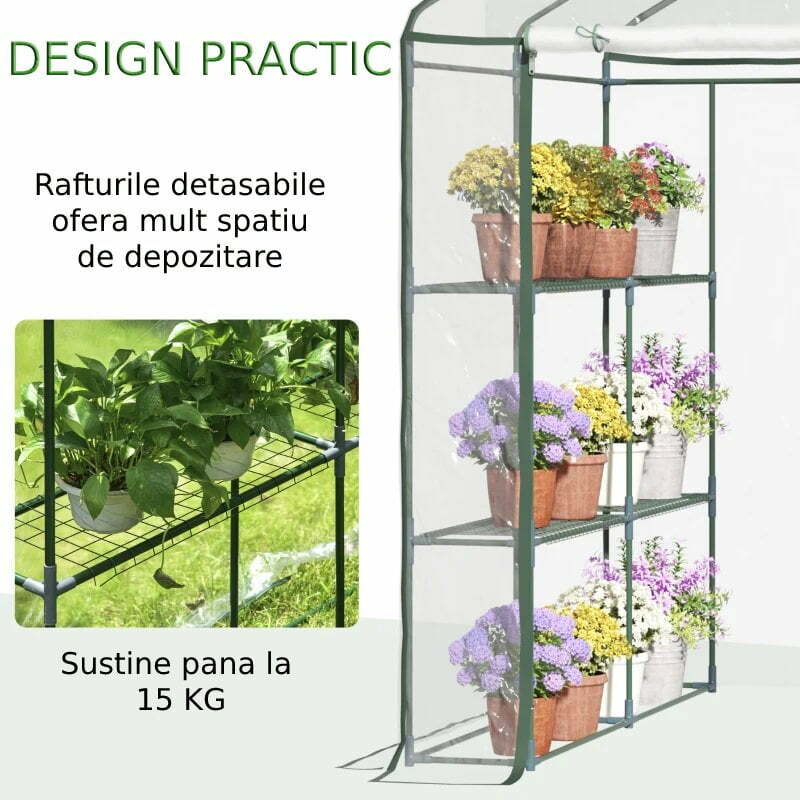 Solar Gradina cu rafturi pentru plante si flori 140 x 140 x 200 cm