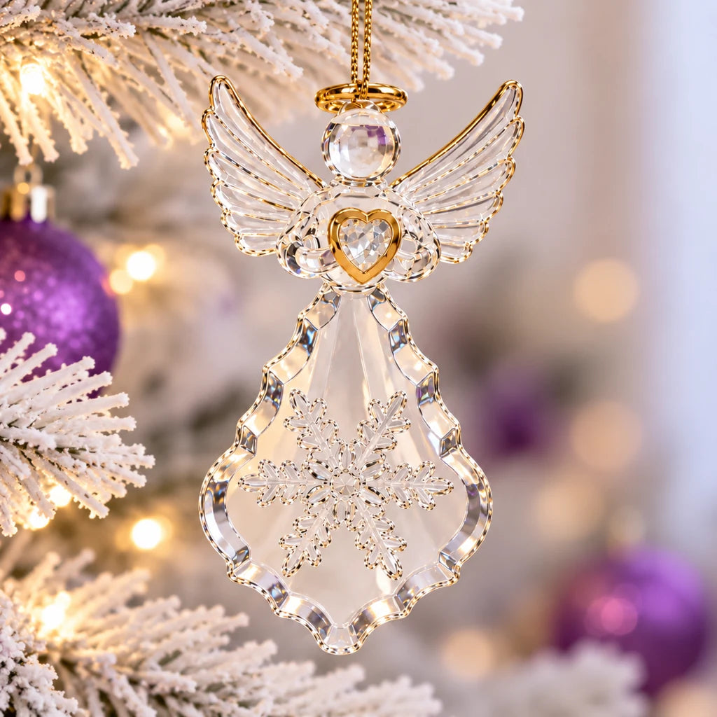 Ornament de Crăciun din Sticlă, Model Înger, Lungime 10 cm - MAXY