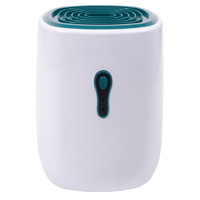 Dezumidificator electric, anti-mucegai, funcție uscare haine, absorbant umiditate, silentios, rezervor 0,8L, capacitate 300ml/24H, 22W, alb-albastru - MAXY