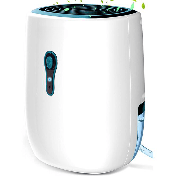 Dezumidificator electric, anti-mucegai, funcție uscare haine, absorbant umiditate, silentios, rezervor 0,8L, capacitate 300ml/24H, 22W, alb-albastru - MAXY