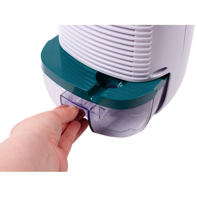 Dezumidificator electric, anti-mucegai, funcție uscare haine, absorbant umiditate, silentios, rezervor 0,8L, capacitate 300ml/24H, 22W, alb-albastru - MAXY