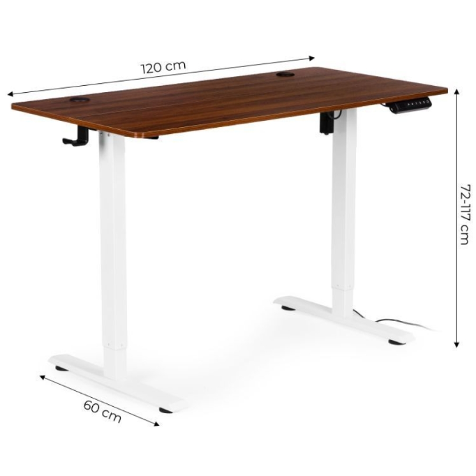 Birou Electric Reglabil pe Înălțime 120x60 cm, Maro cu Alb