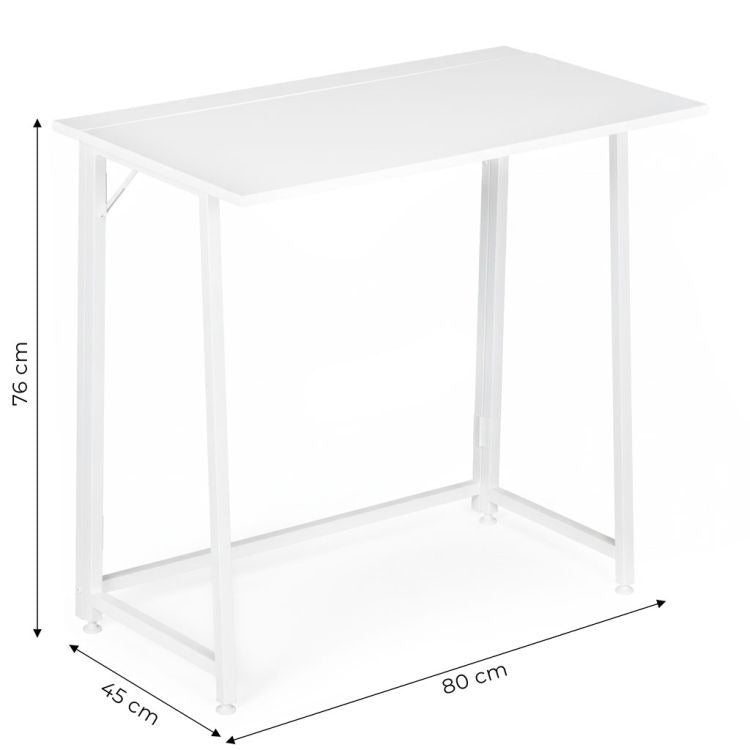 Birou Pliabil pentru Laptop 80 x 45 x 76 cm, Culoare Alb - MAXY