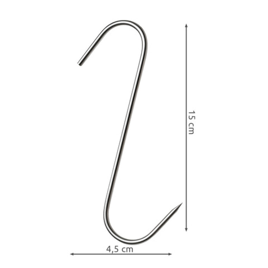 Set 15 Cârlige Pentru Afumat Din Oțel Inoxidabil, Formă S, 0,3 x 4,5 x 15 cm