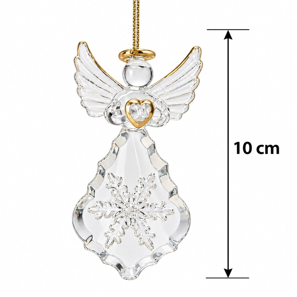 Ornament de Crăciun din Sticlă, Model Înger, Lungime 10 cm - MAXY