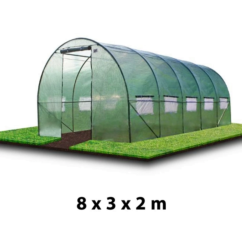 Sera gradina 8x3x2m tip tunel pentru legume, verde