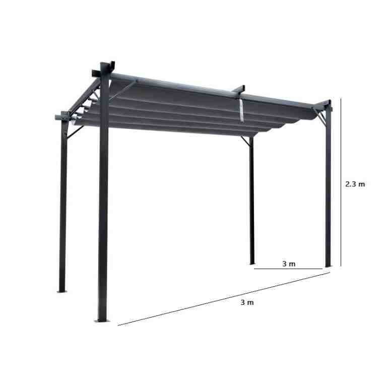 Pergolă din Aluminiu pentru Grădină 295x295 cm cu Copertină Gri - MAXY