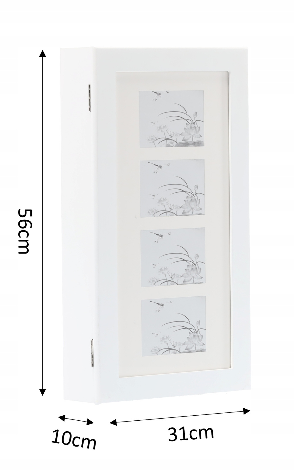 Dulap de Perete pentru Bijuterii cu Oglindă, Alb, 31 x 9,5 x 56 cm - MAXY